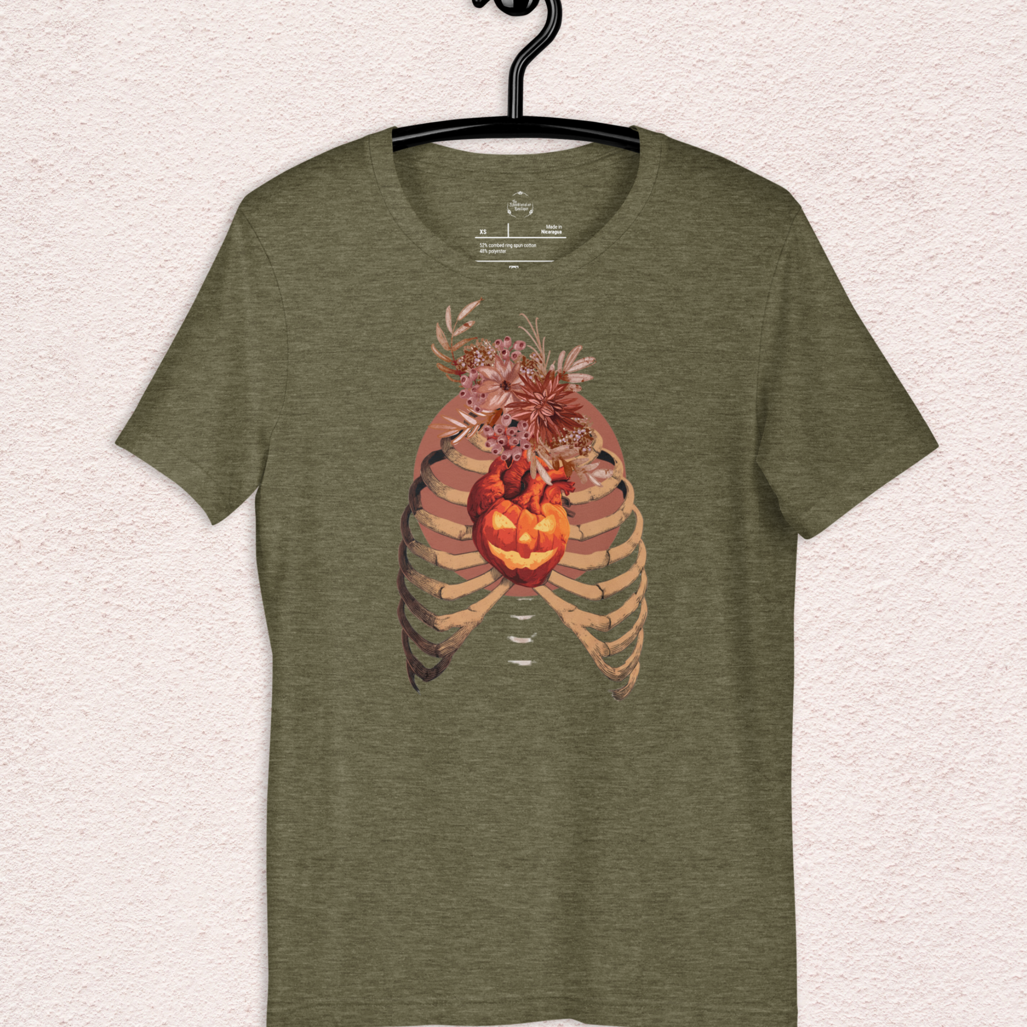 A Fall’s Heart Tee | Skeleton Pumpkin Halloween Shirt | Bella+Canvas Spooky Autumn Graphic Tee