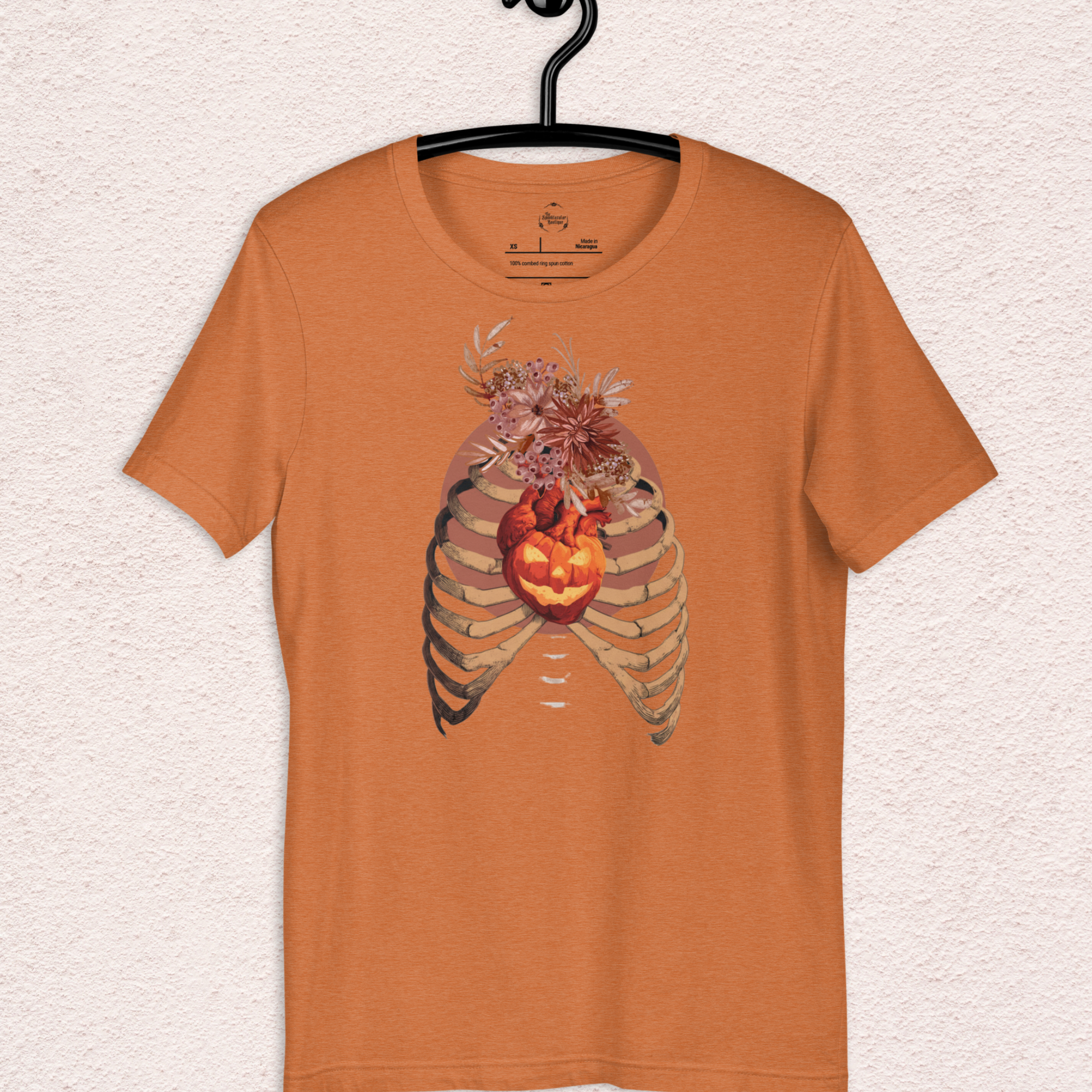 A Fall’s Heart Tee | Skeleton Pumpkin Halloween Shirt | Bella+Canvas Spooky Autumn Graphic Tee