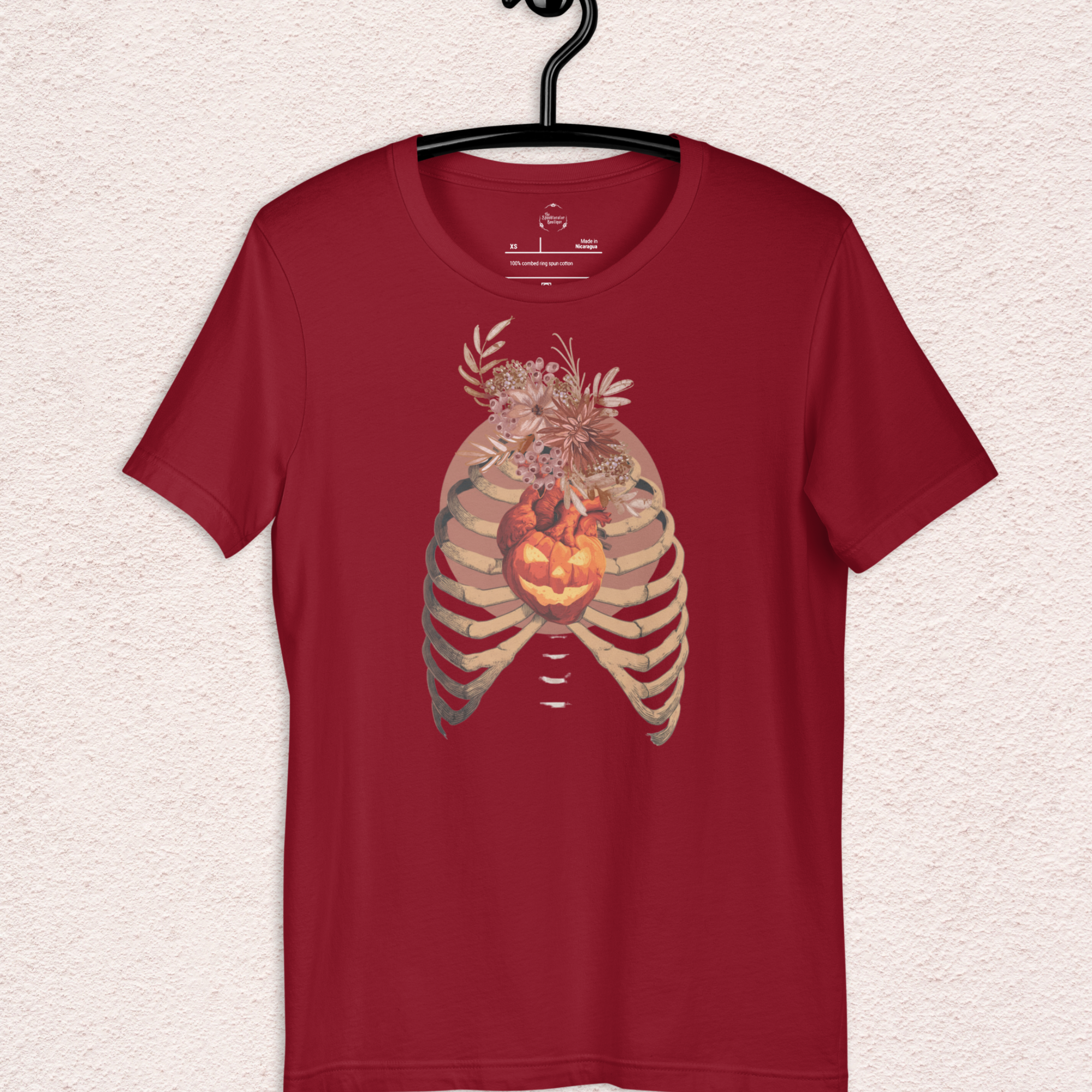 A Fall’s Heart Tee | Skeleton Pumpkin Halloween Shirt | Bella+Canvas Spooky Autumn Graphic Tee