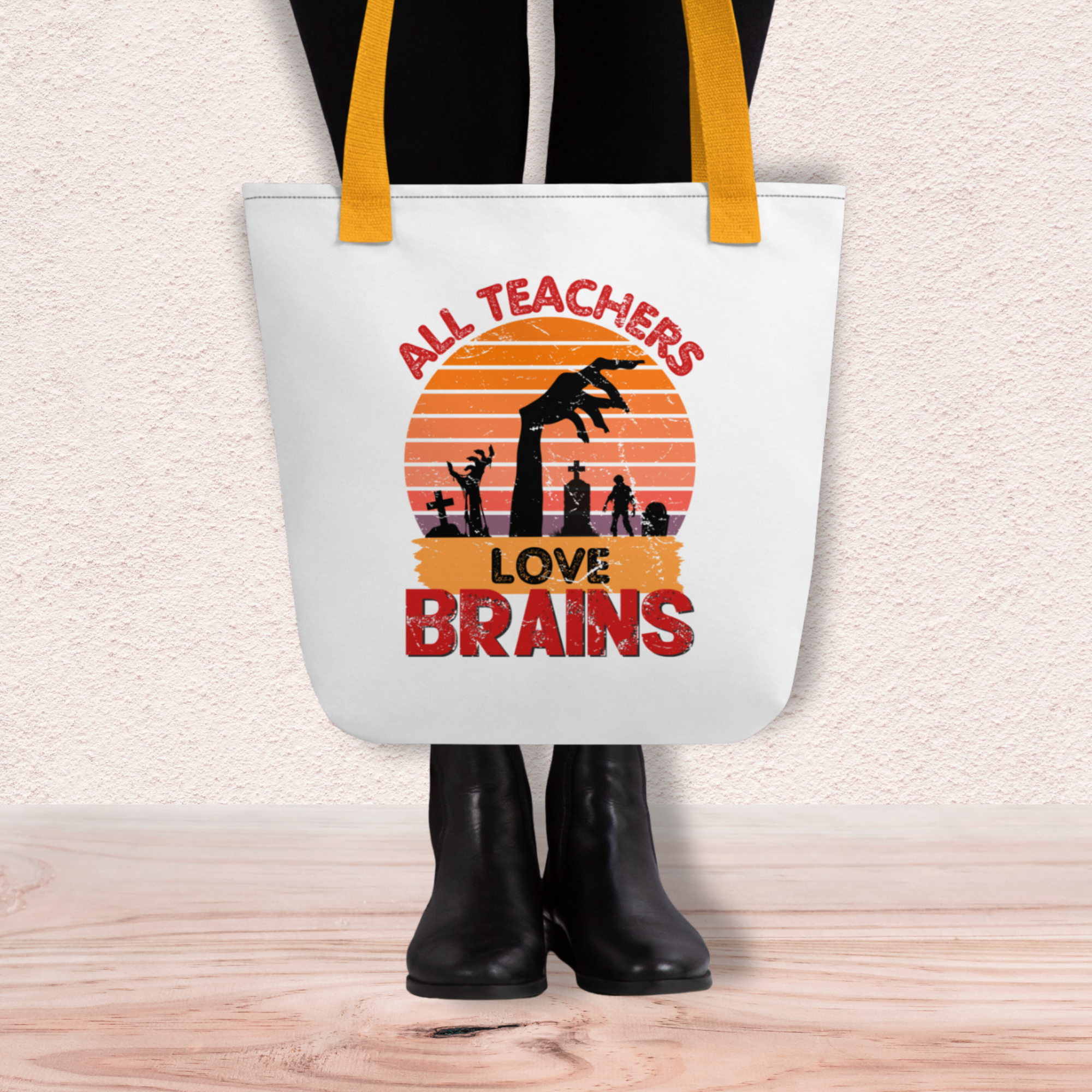 All Teachers Love Brains Tote | Funny Teacher Halloween Bag