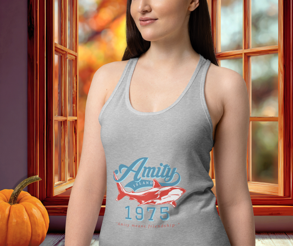 Amity Means Friendship Racerback Tank | Women’s Coastal Horror Top