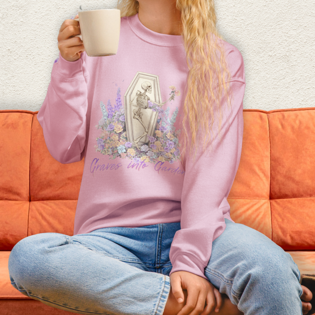Graves Into Gardens Sweatshirt | Christian Skeleton Graphic Sweatshirt | Floral Resurrection Sweatshirt | Faith Easter Skeleton Crewneck