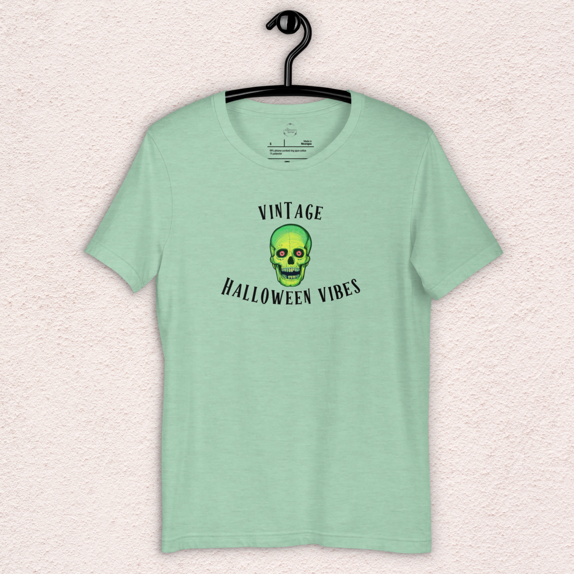 Vintage Halloween Vibes Tee | Unisex Retro Green Skull Graphic Shirt