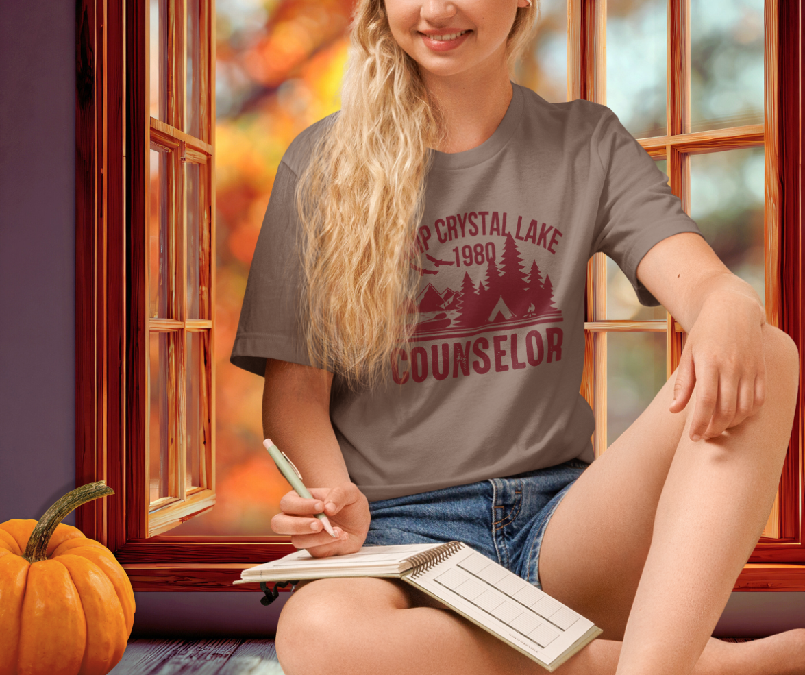 Camp Crystal Lake Tee | Unisex Vintage Summer Camp Horror Shirt (red ink)