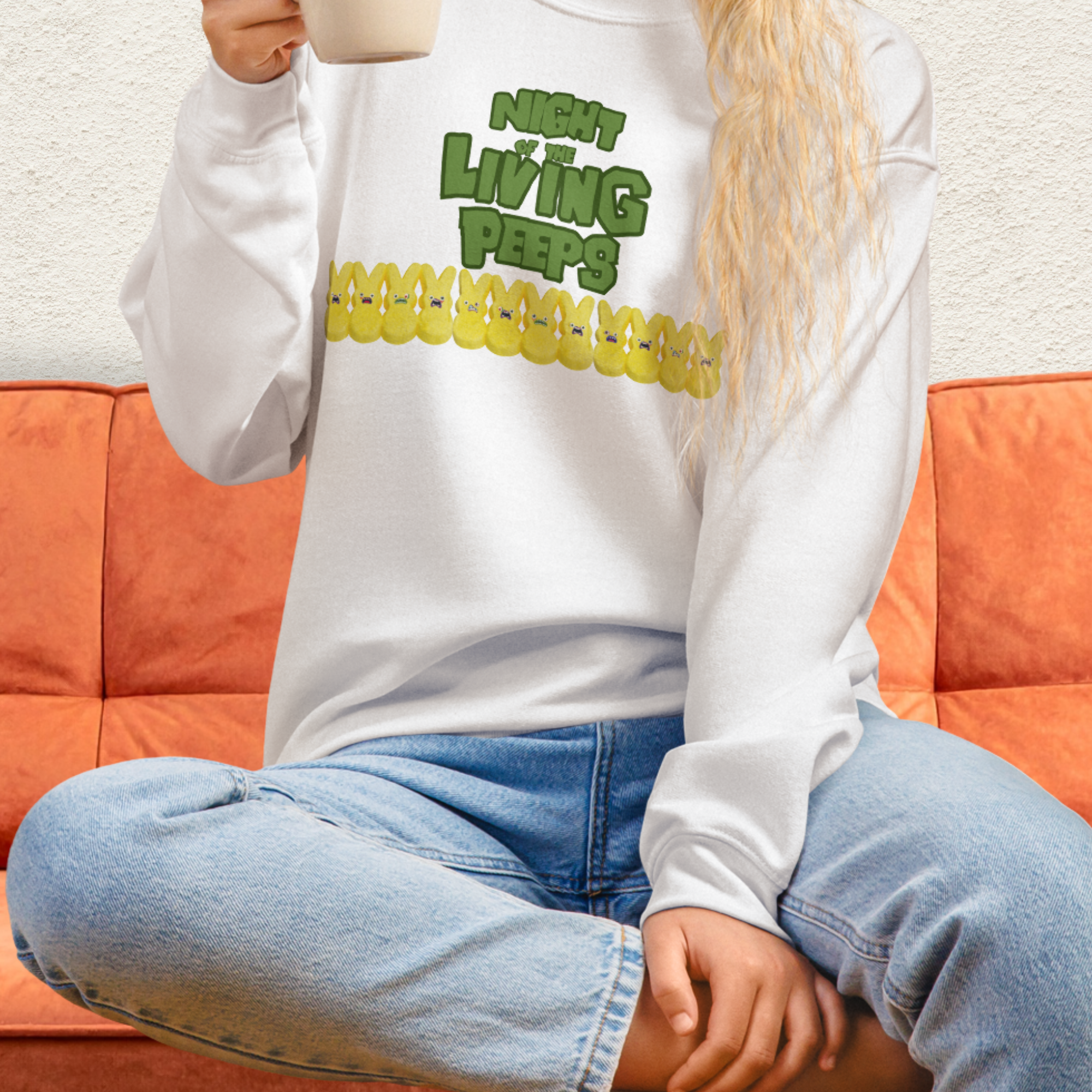 Night of the Living Peeps Sweatshirt | Zombie Peeps Easter Crewneck | Funny Horror Easter Candy Sweatshirt | Spooky Spring Graphic