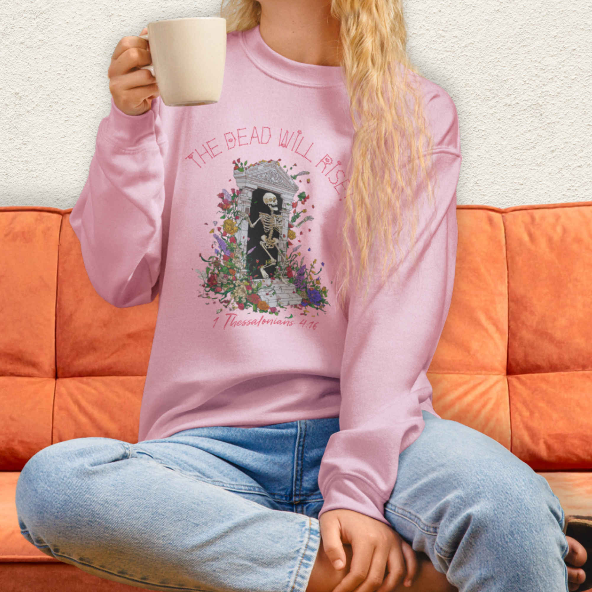 The Dead Will Rise Sweatshirt | 1 Thessalonians Christian Skeleton Sweatshirt | Resurrection Faith Crewneck | Easter Skeleton Graphic Sweatshirt