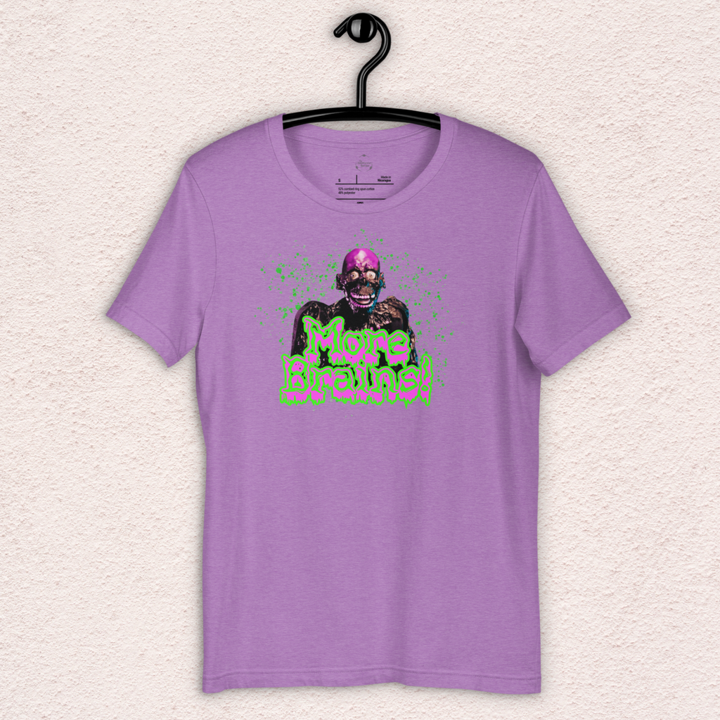 More Brains Tee | Unisex Neon 80s Zombie Horror Graphic Shirt