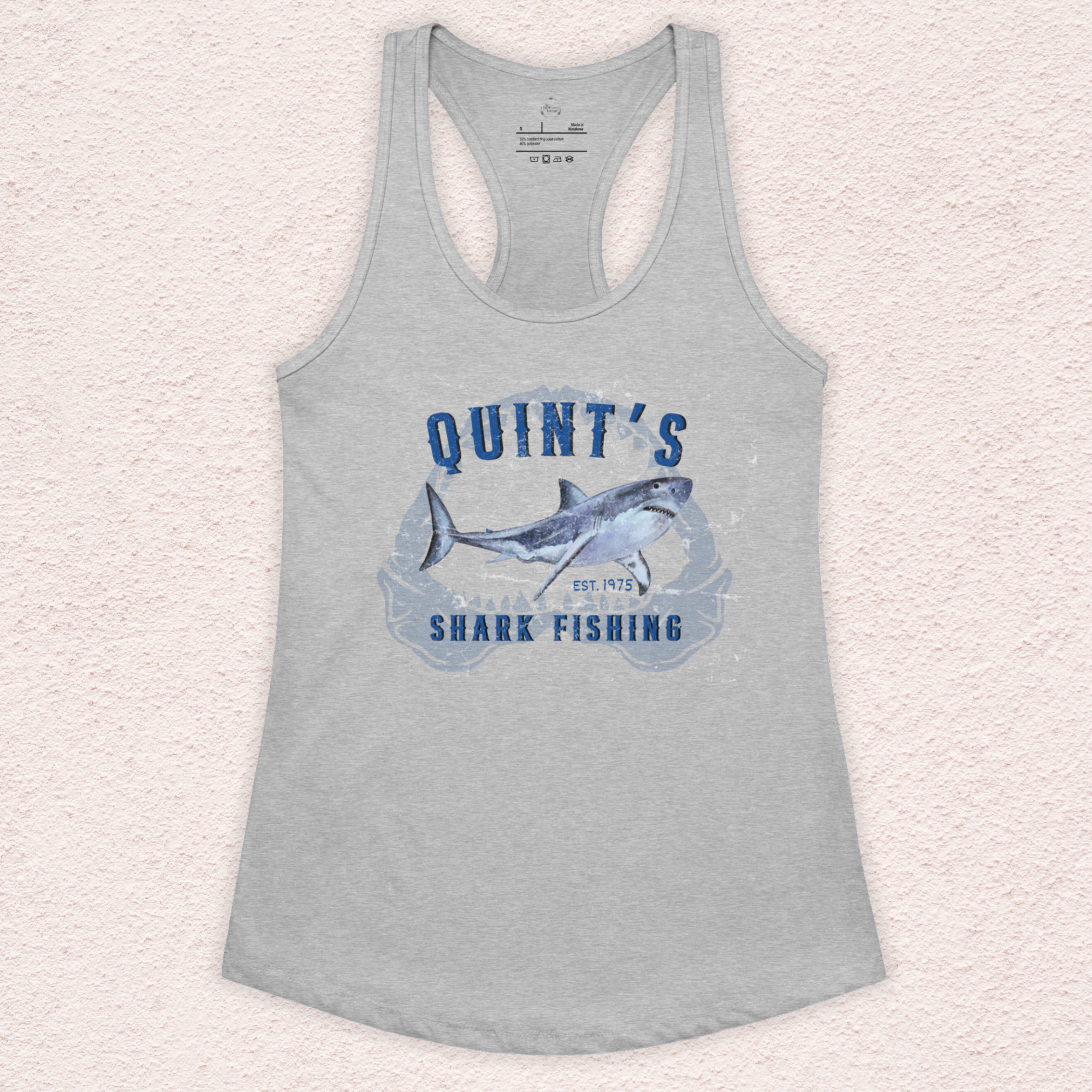 Quint’s Shark Fishing Racerback Tank | Women’s Coastal Horror Top