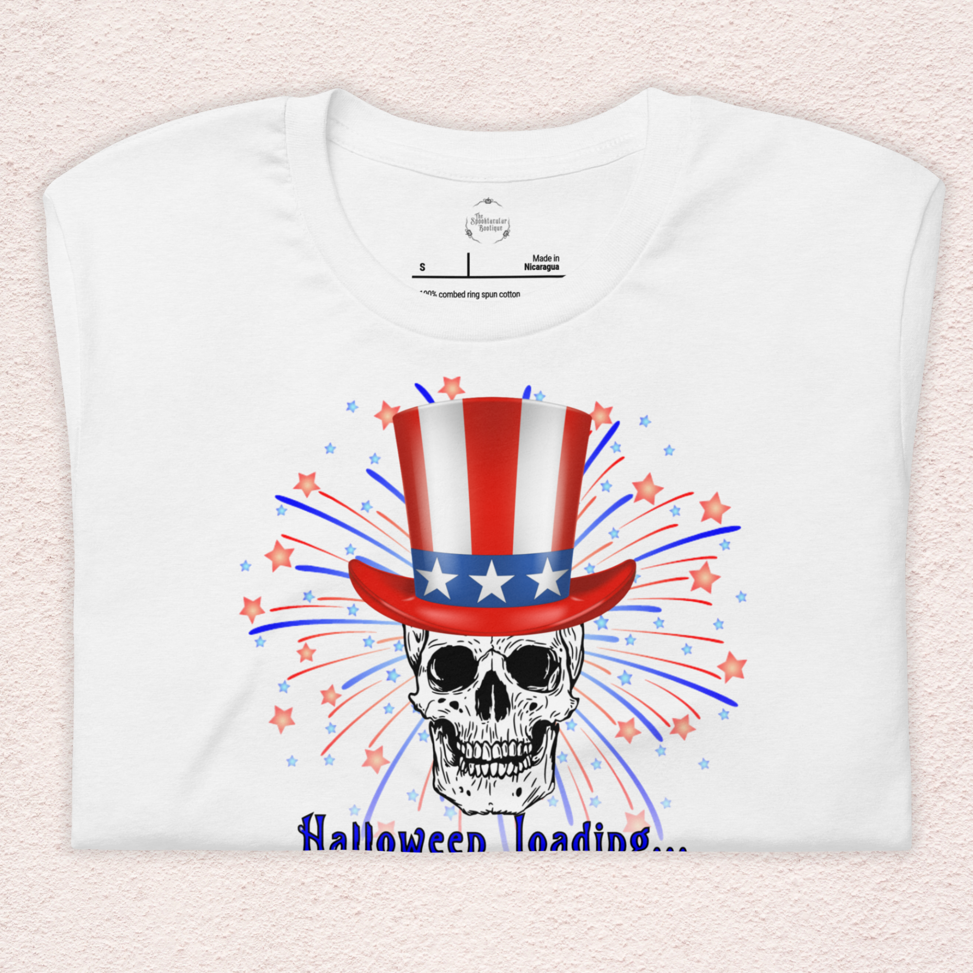 Halloween Loading… Tee | Unisex 4th of July Skull Graphic Shirt