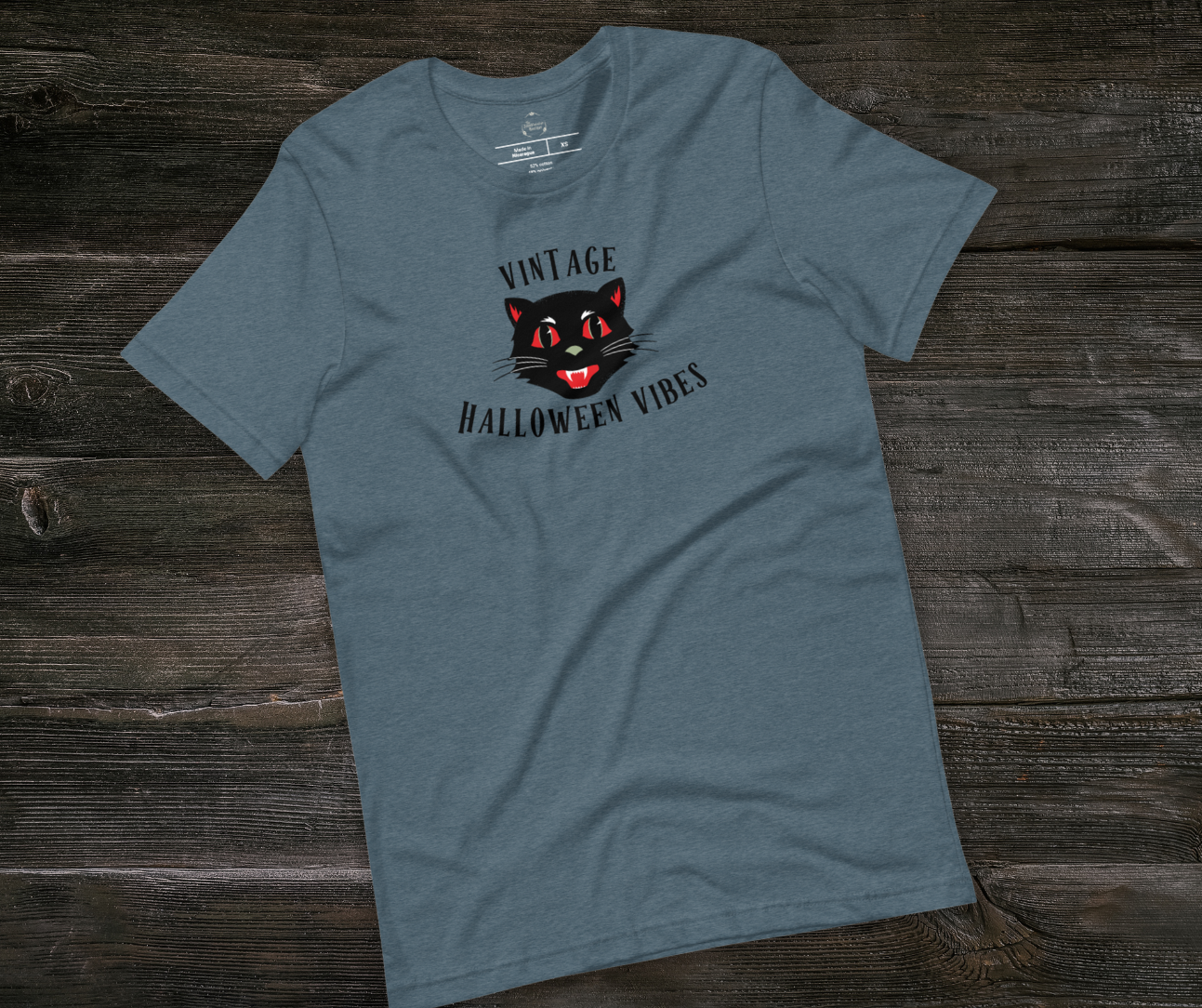 Vintage Halloween Vibes Tee | Unisex Retro Halloween Cat Graphic Shirt