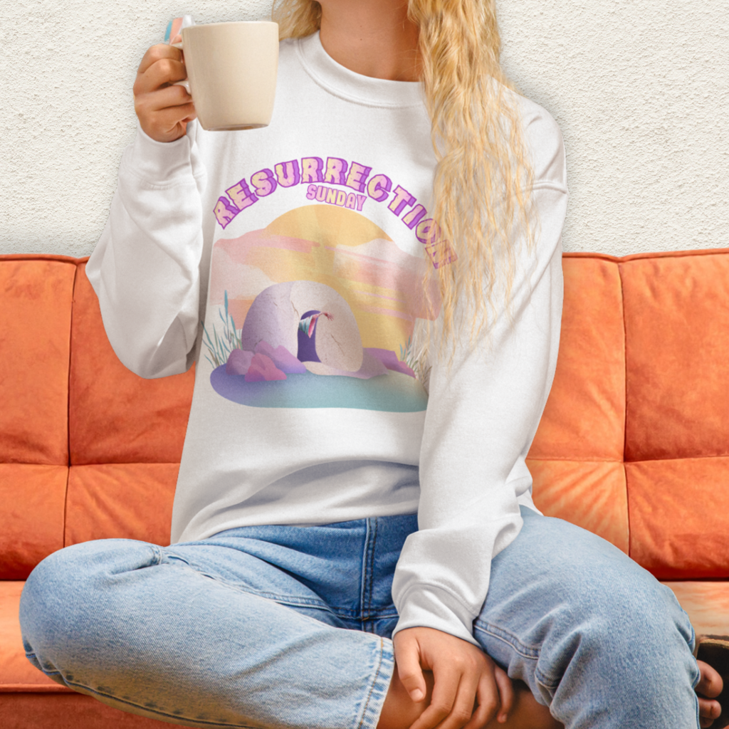 Resurrection Sunday Sweatshirt | Christian Easter Zombie Tomb Graphic | Funny Faith Easter Crewneck | Spooky Resurrection Sweatshirt