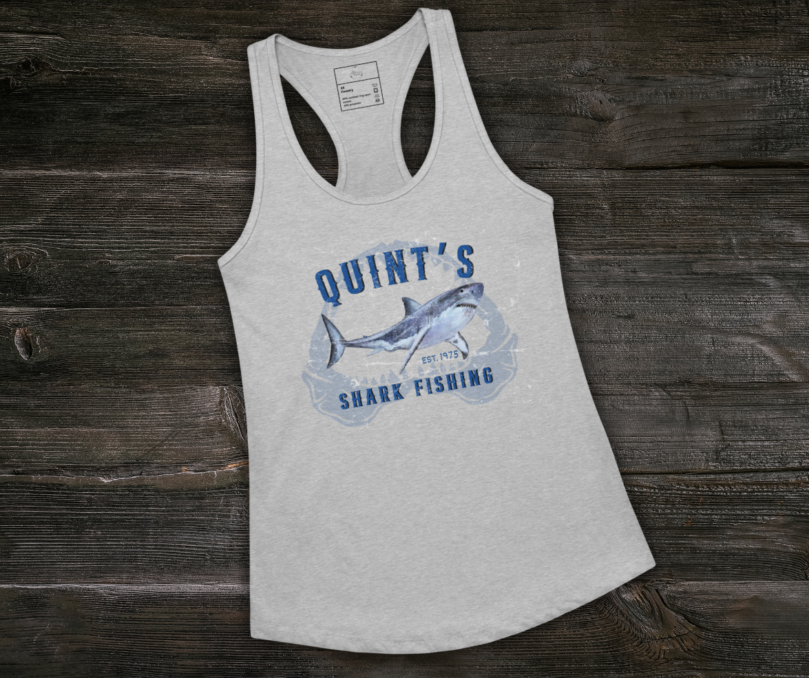 Quint’s Shark Fishing Racerback Tank | Women’s Coastal Horror Top