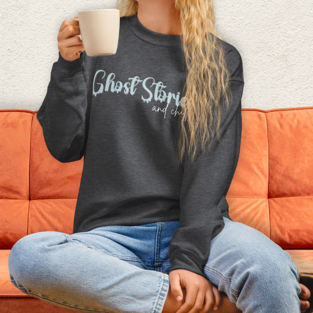 Ghost Stories & Chill Sweatshirt | Cozy Paranormal Horror Crewneck | Gildan Heavy Blend Spooky Sweatshirt