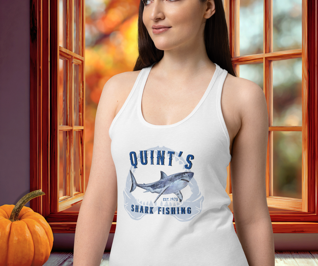 Quint’s Shark Fishing Racerback Tank | Women’s Coastal Horror Top