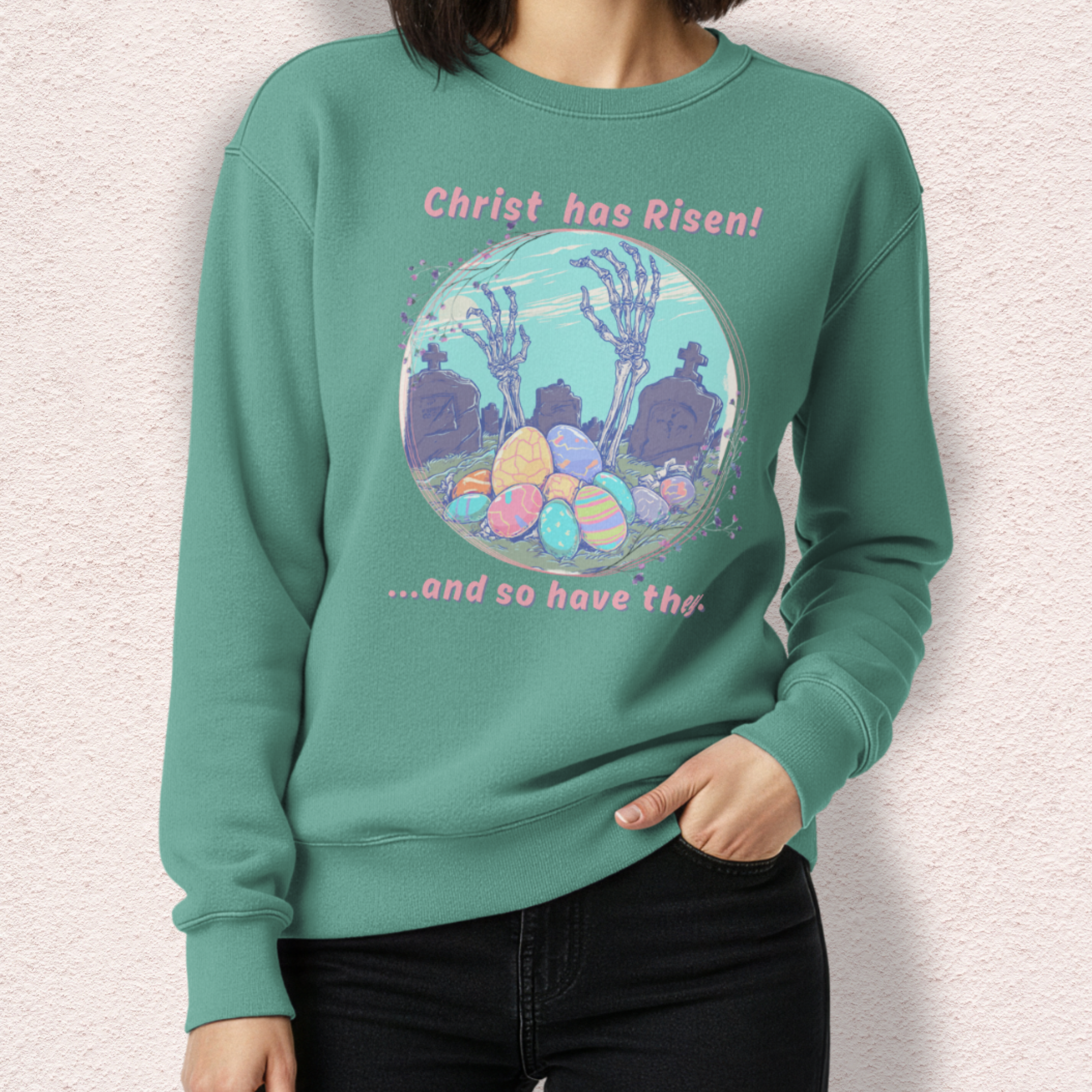 Christ Has Risen… and So Have They Sweatshirt | Funny Horror Easter Sweatshirt | Comfort Colors Garment DyedCrewneck