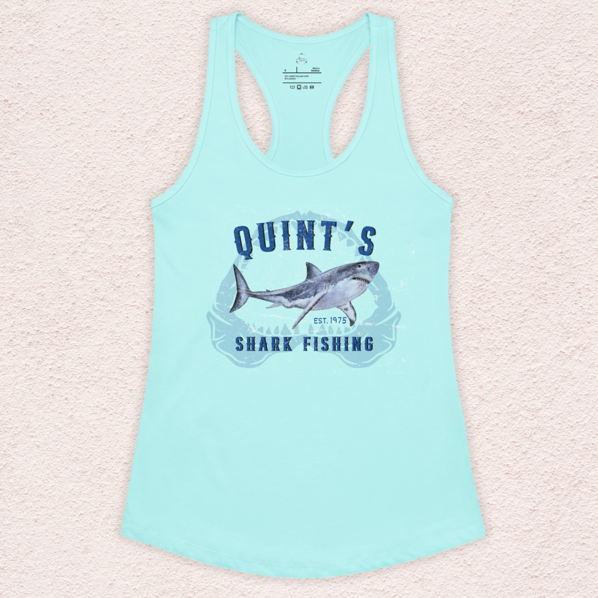 Quint’s Shark Fishing Racerback Tank | Women’s Coastal Horror Top