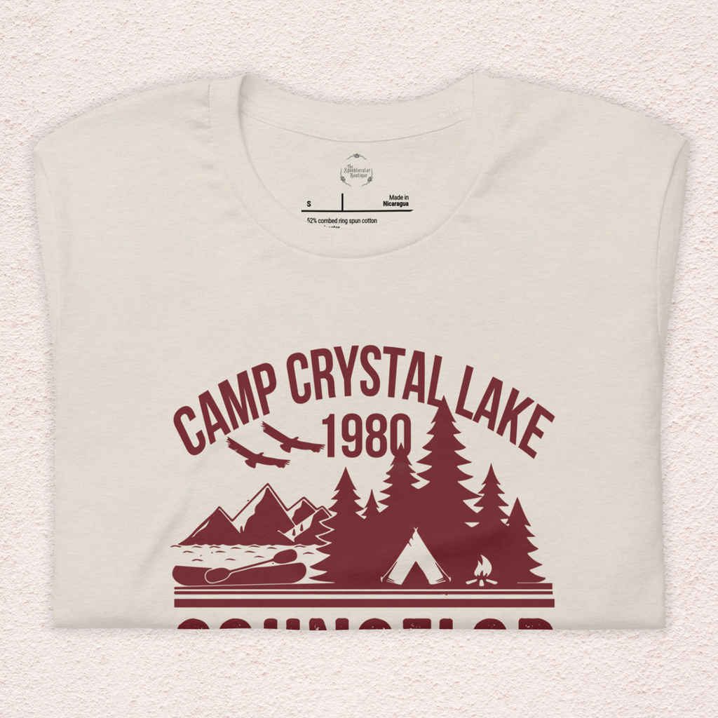 Camp Crystal Lake Tee | Unisex Vintage Summer Camp Horror Shirt (red ink)