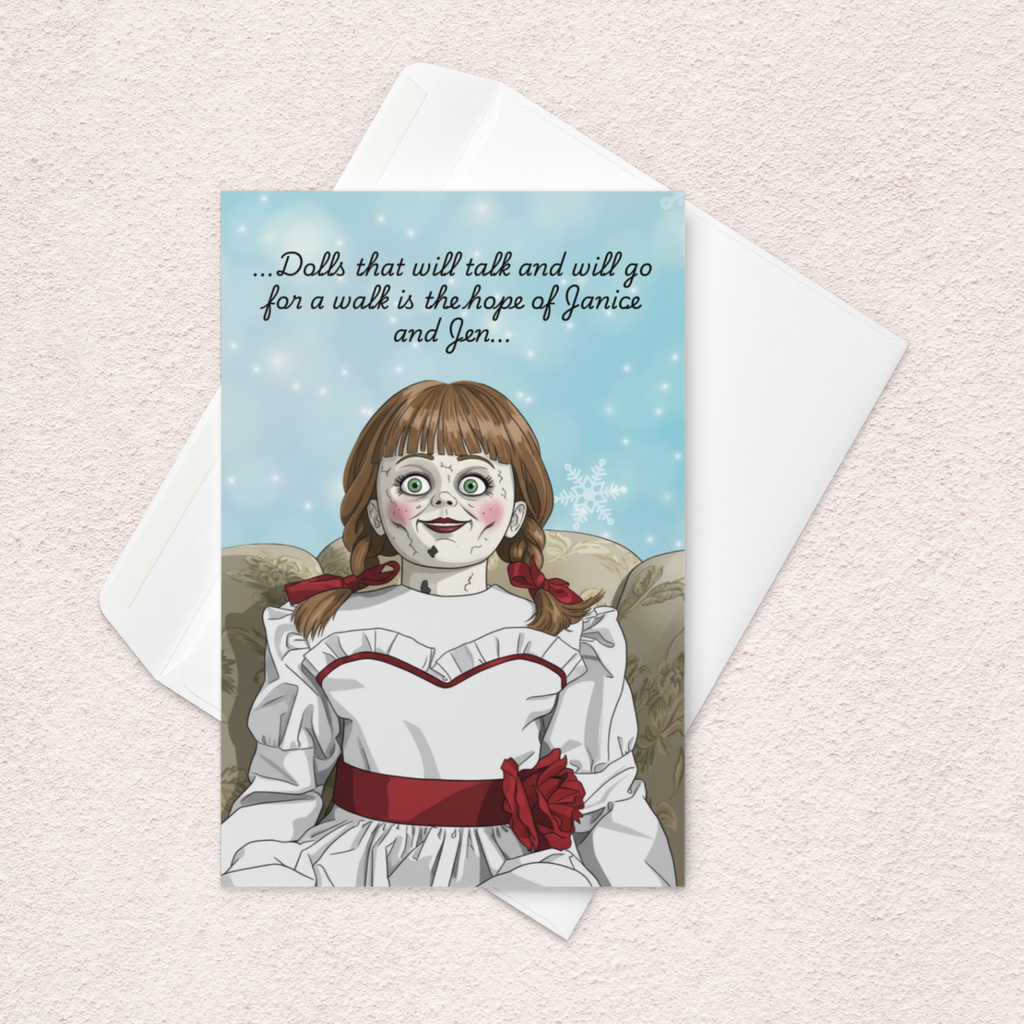 Creepmas Doll Horror Card | 4x6 Spooky Holiday Greeting