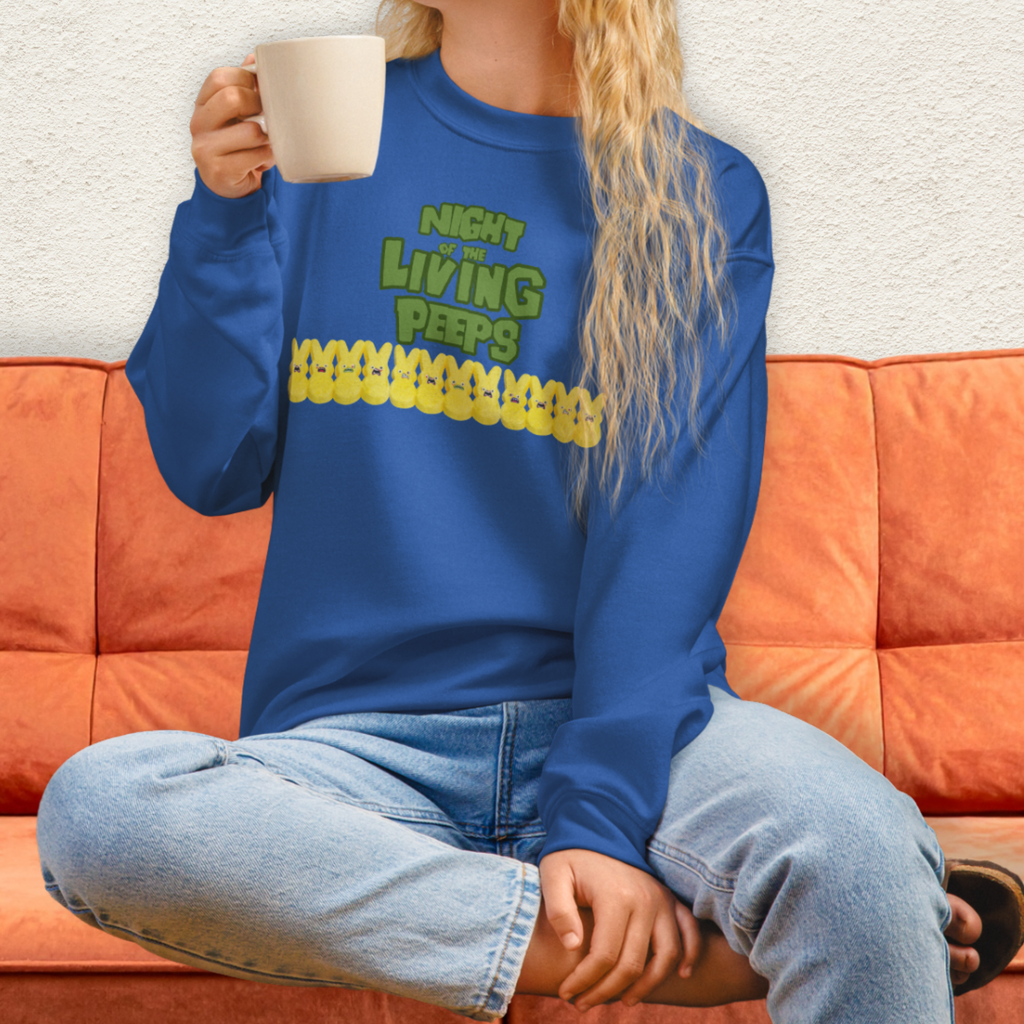 Night of the Living Peeps Sweatshirt | Zombie Peeps Easter Crewneck | Funny Horror Easter Candy Sweatshirt | Spooky Spring Graphic