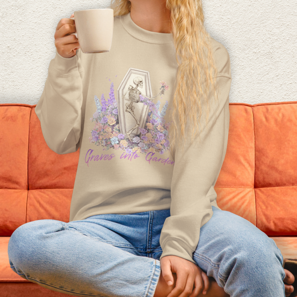 Graves Into Gardens Sweatshirt | Christian Skeleton Graphic Sweatshirt | Floral Resurrection Sweatshirt | Faith Easter Skeleton Crewneck