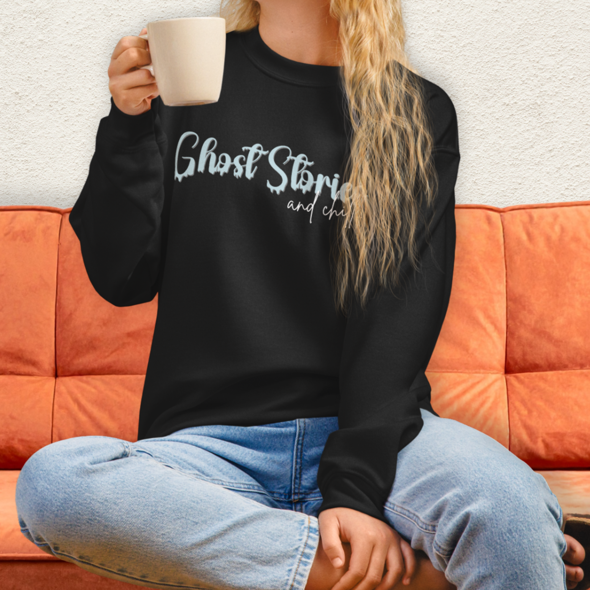 Ghost Stories & Chill Sweatshirt | Cozy Paranormal Horror Crewneck | Gildan Heavy Blend Spooky Sweatshirt