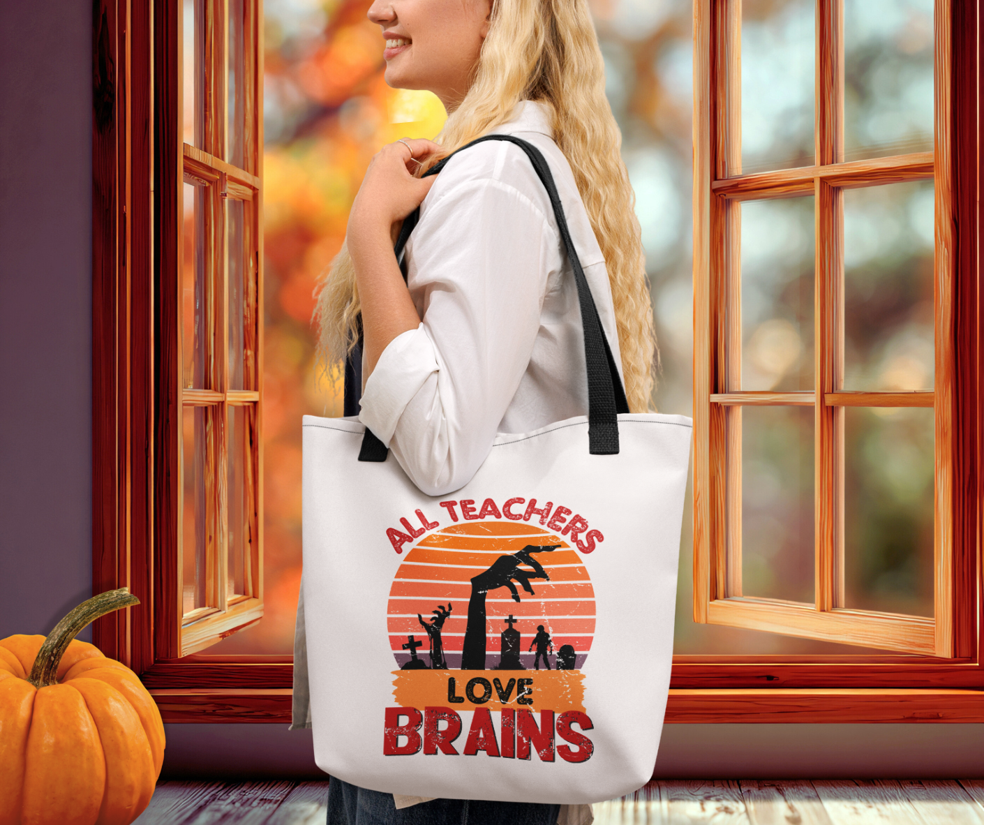 All Teachers Love Brains Tote | Funny Teacher Halloween Bag
