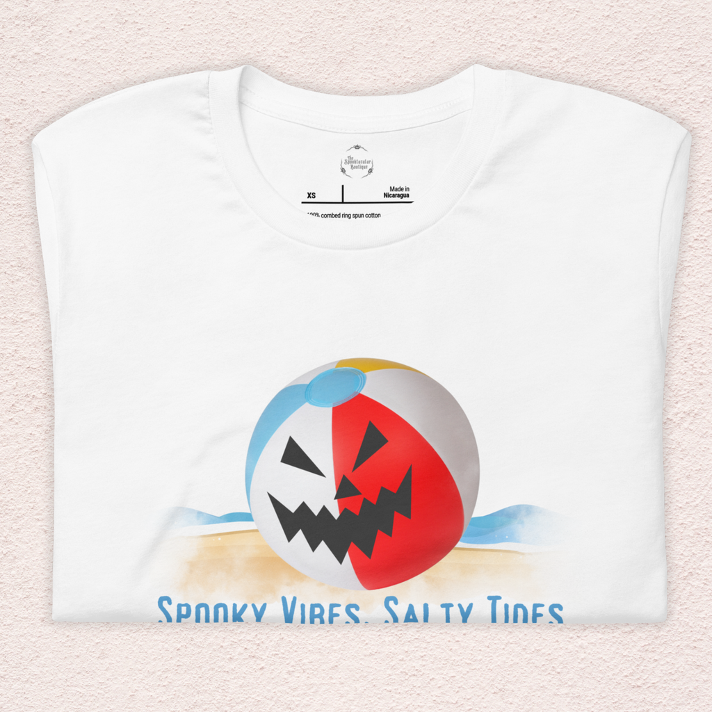 Spooky Vibes Salty Tides Tee | Unisex Spooky Beach Graphic Shirt