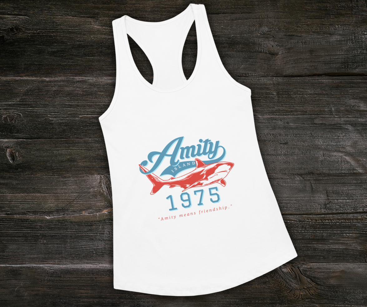 Amity Means Friendship Racerback Tank | Women’s Coastal Horror Top