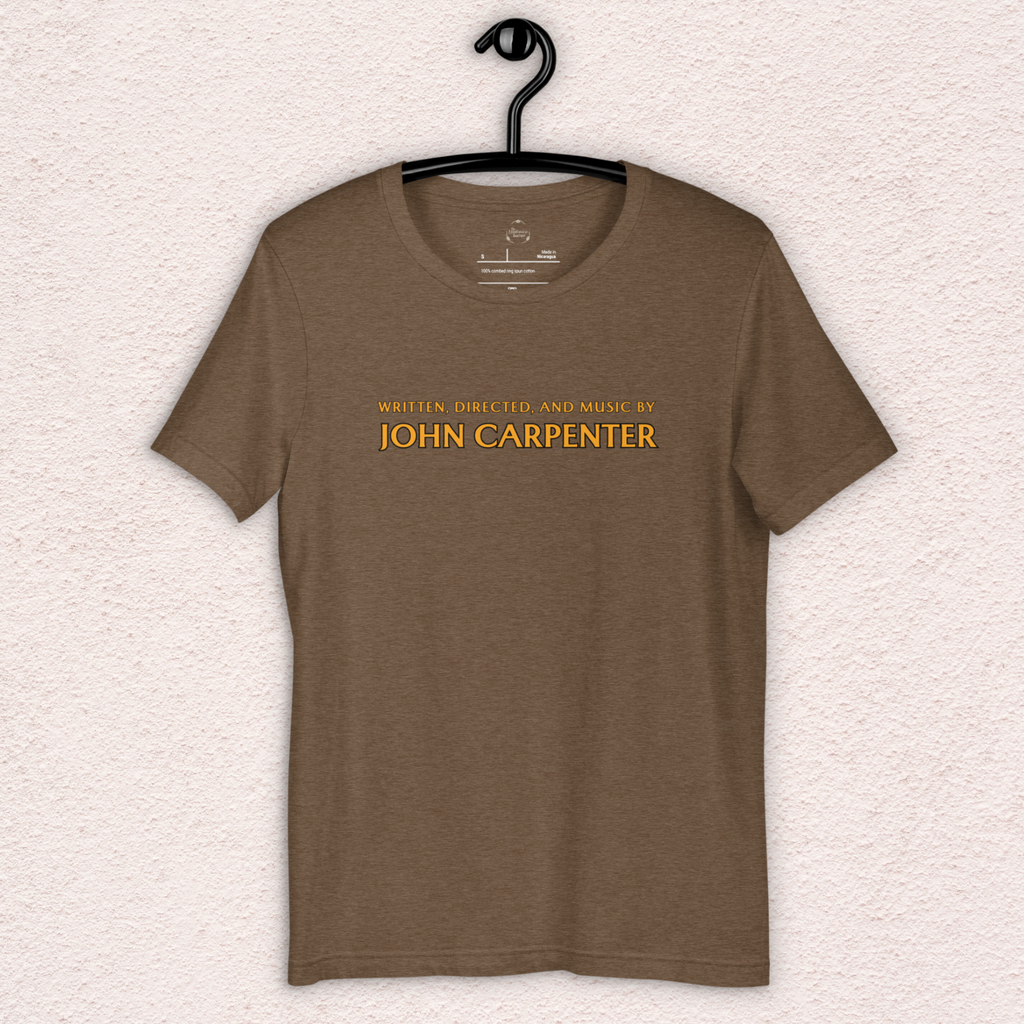 Written, Directed,& Music by John Carpenter Tee | Unisex Horror Film Lover Shirt