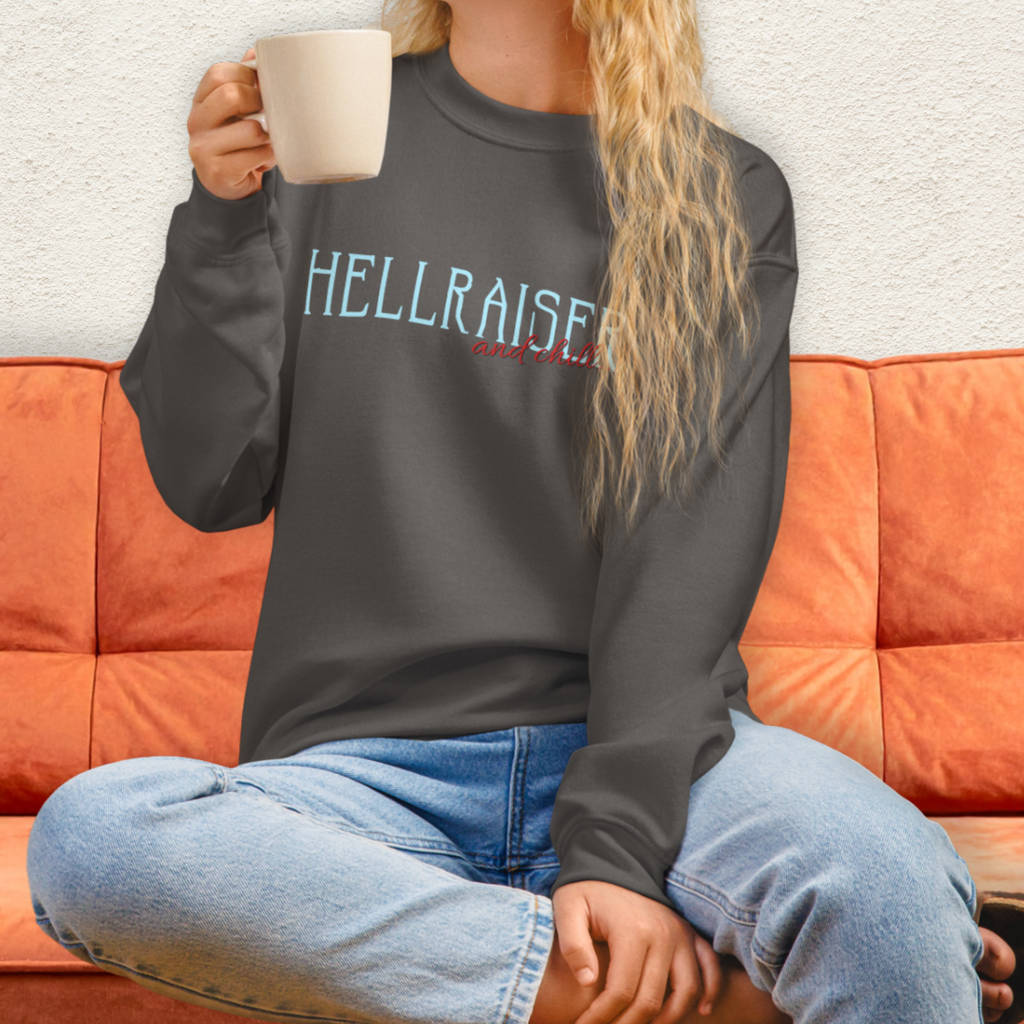 Hellraiser & Chill Sweatshirt | Horror Movie Crewneck | Gildan Heavy Blend Gothic Horror Sweatshirt