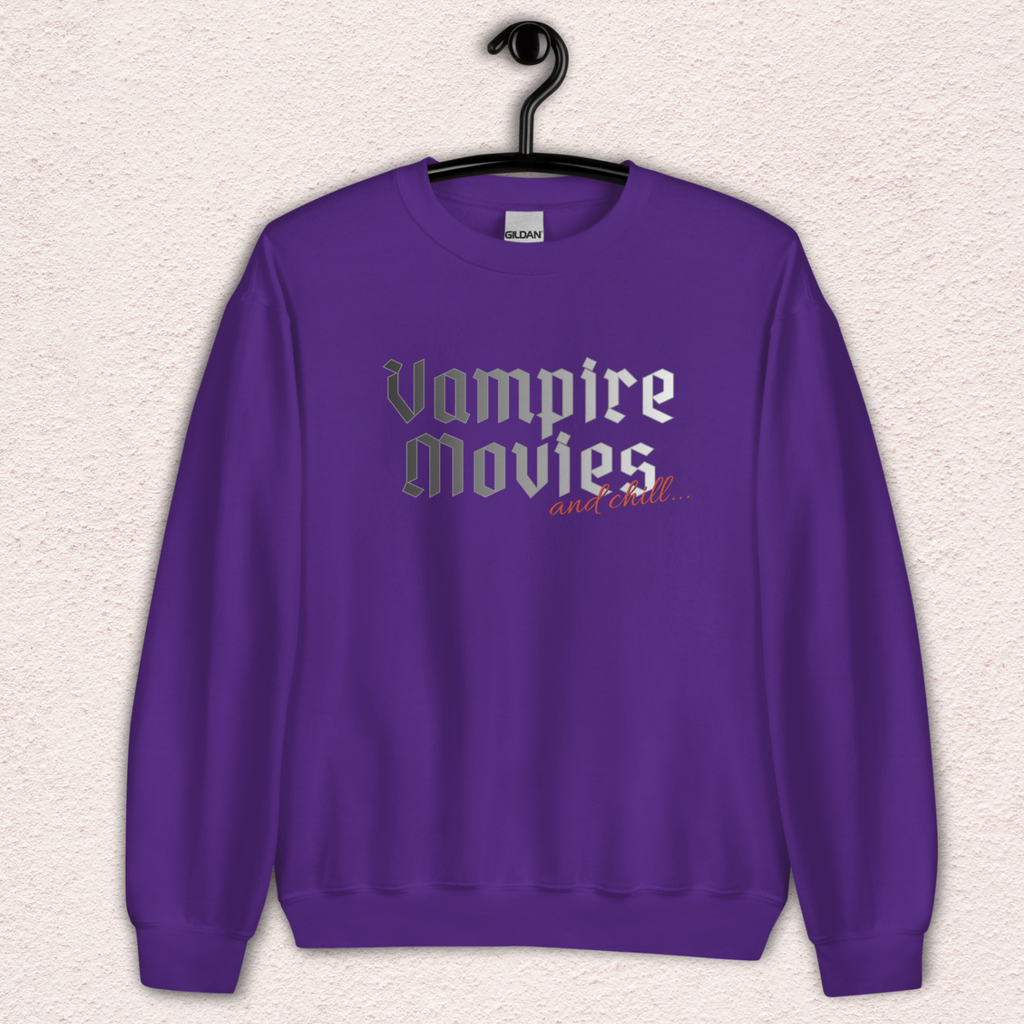 Vampire Movies & Chill Crewneck Sweatshirt | Cozy Gothic Romance Loungewear
