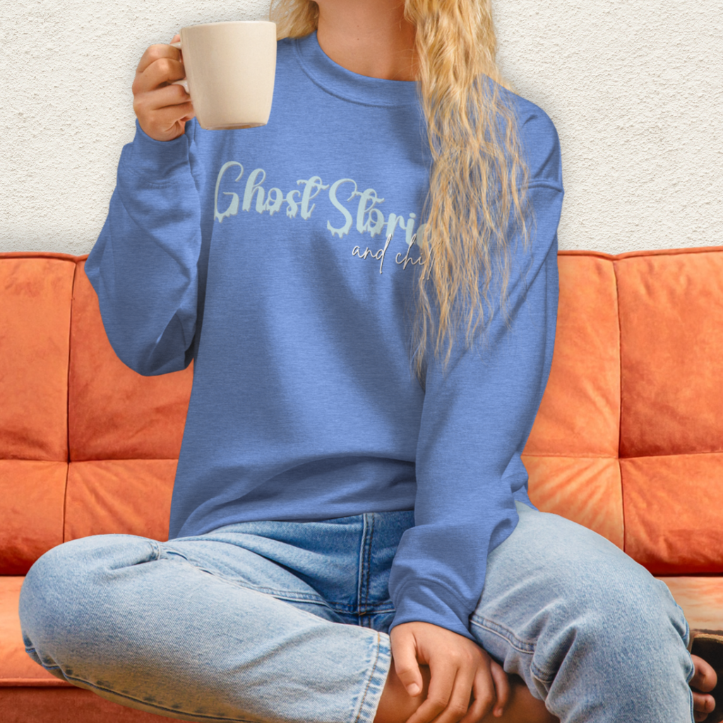 Ghost Stories & Chill Sweatshirt | Cozy Paranormal Horror Crewneck | Gildan Heavy Blend Spooky Sweatshirt