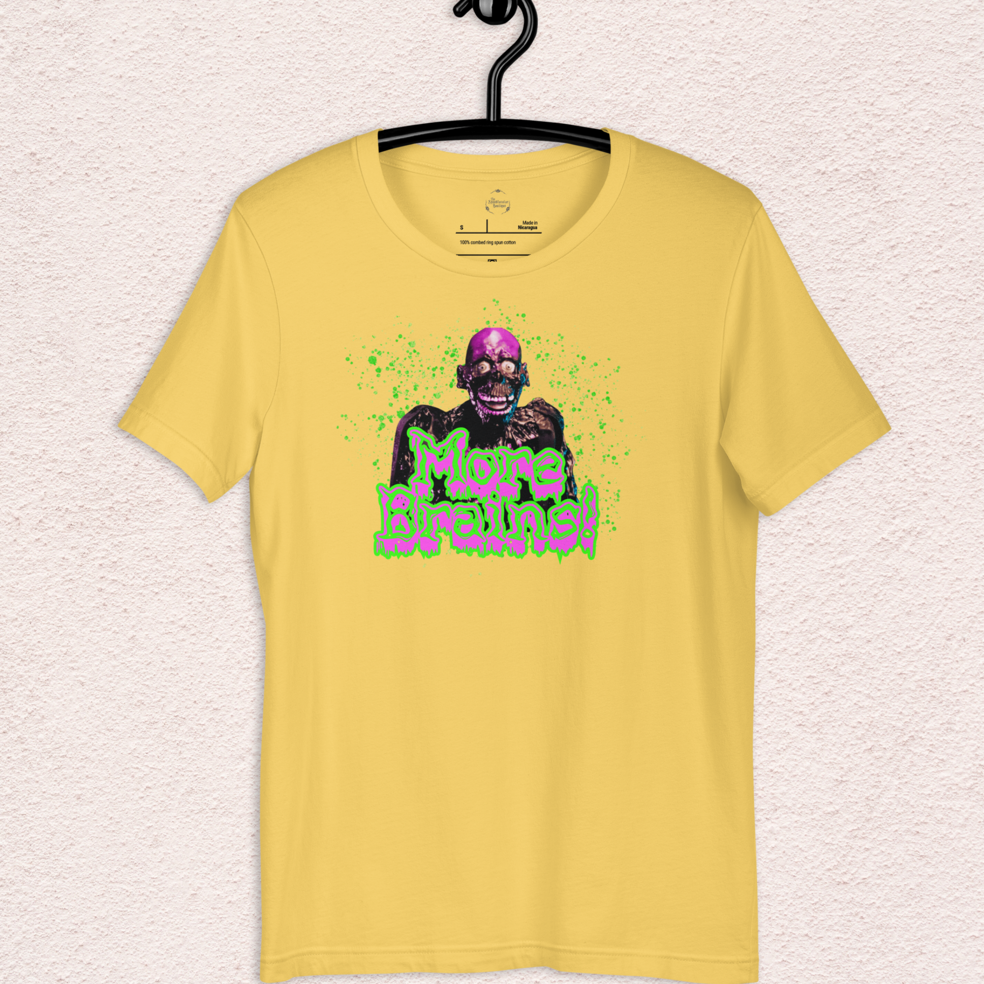 More Brains Tee | Unisex Neon 80s Zombie Horror Graphic Shirt