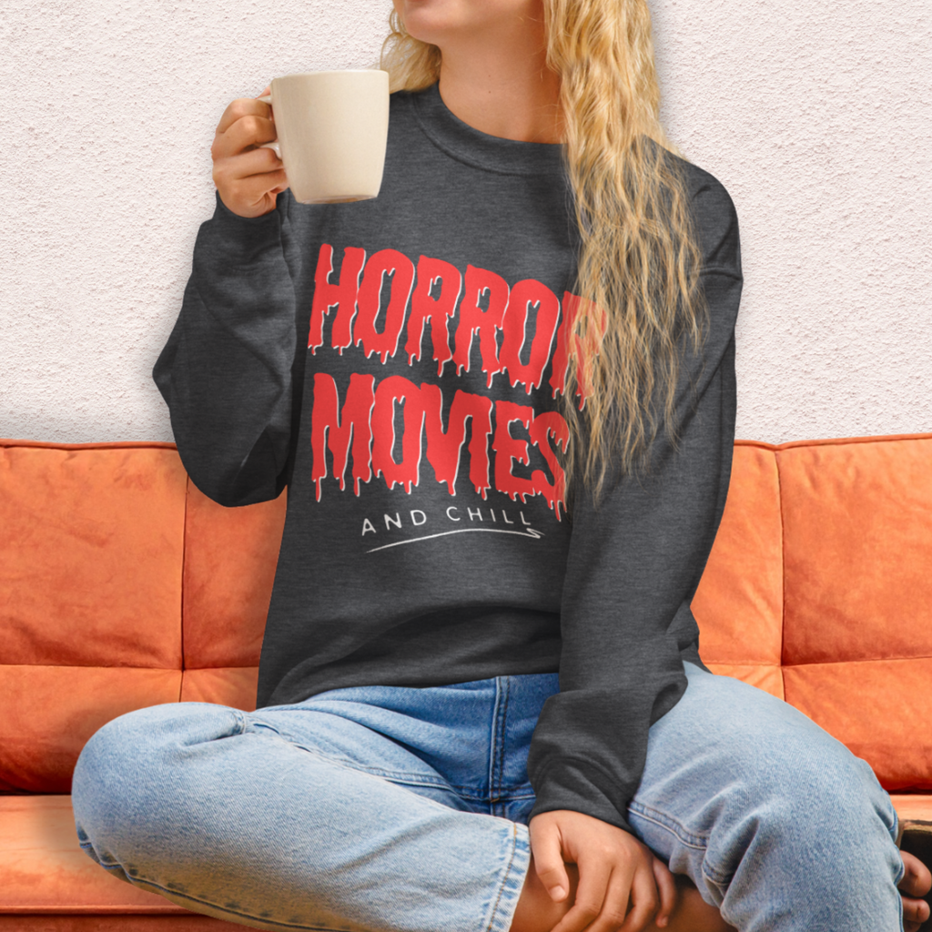 Horror Movies and Chill Crewneck Sweatshirt | Cozy Spooky Loungewear