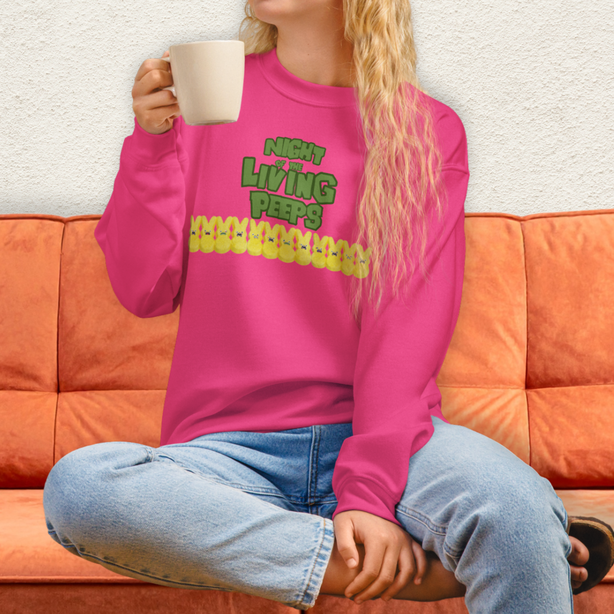 Night of the Living Peeps Sweatshirt | Zombie Peeps Easter Crewneck | Funny Horror Easter Candy Sweatshirt | Spooky Spring Graphic