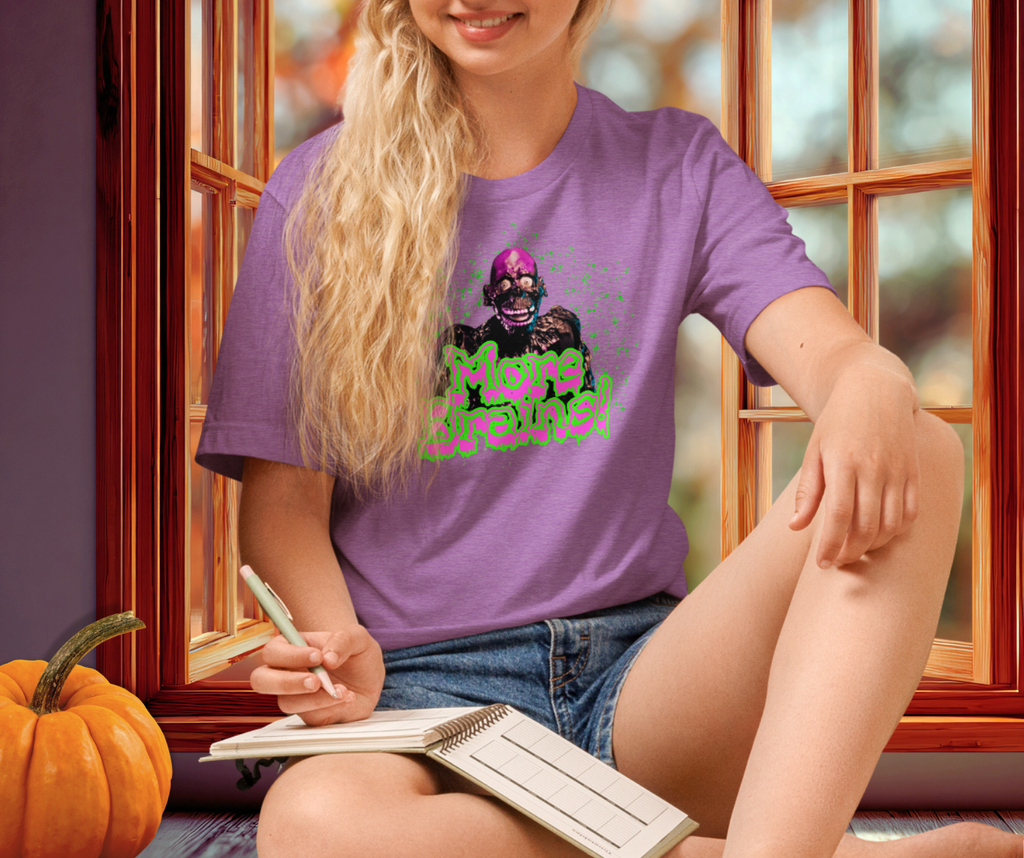 More Brains Tee | Unisex Neon 80s Zombie Horror Graphic Shirt