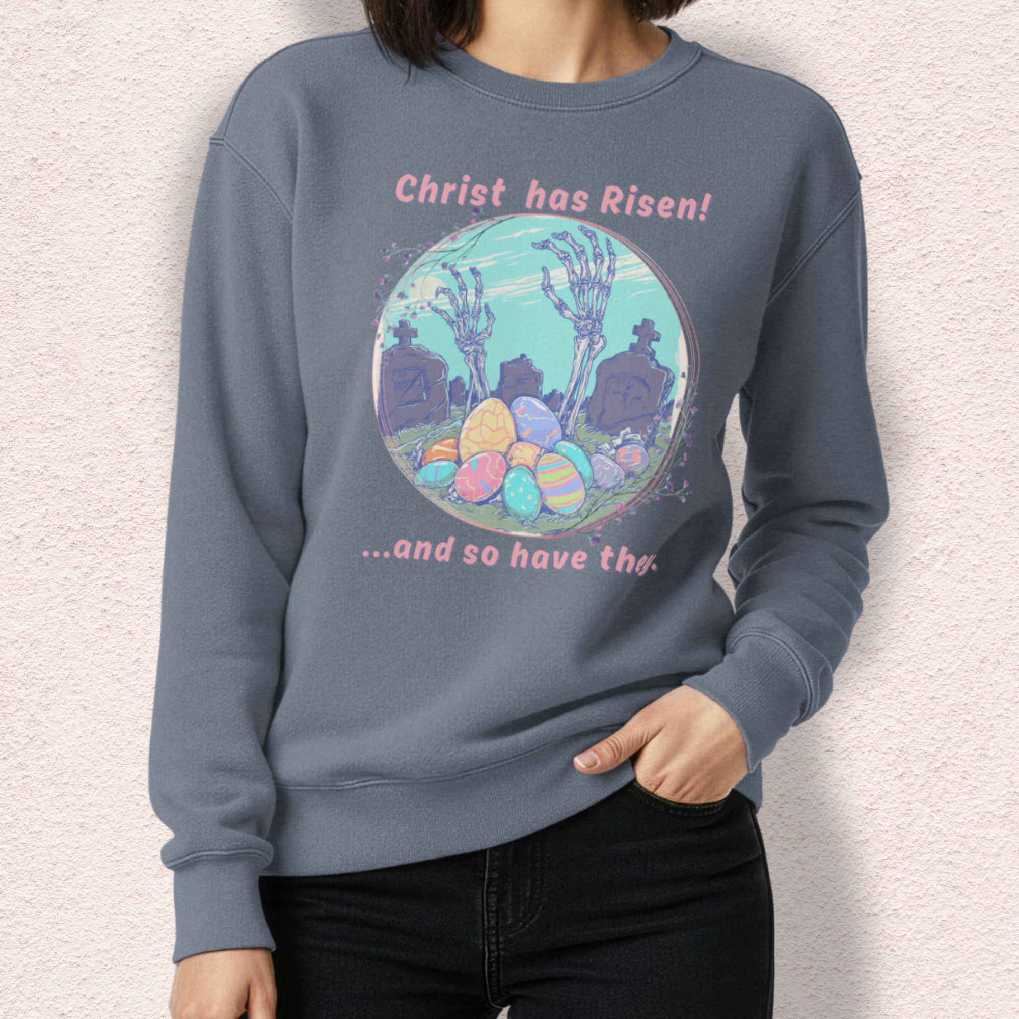Christ Has Risen… and So Have They Sweatshirt | Funny Horror Easter Sweatshirt | Comfort Colors Garment DyedCrewneck