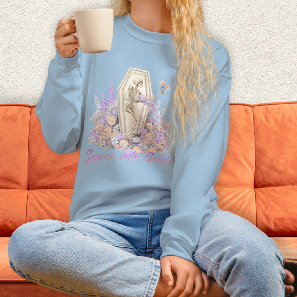 Graves Into Gardens Sweatshirt | Christian Skeleton Graphic Sweatshirt | Floral Resurrection Sweatshirt | Faith Easter Skeleton Crewneck