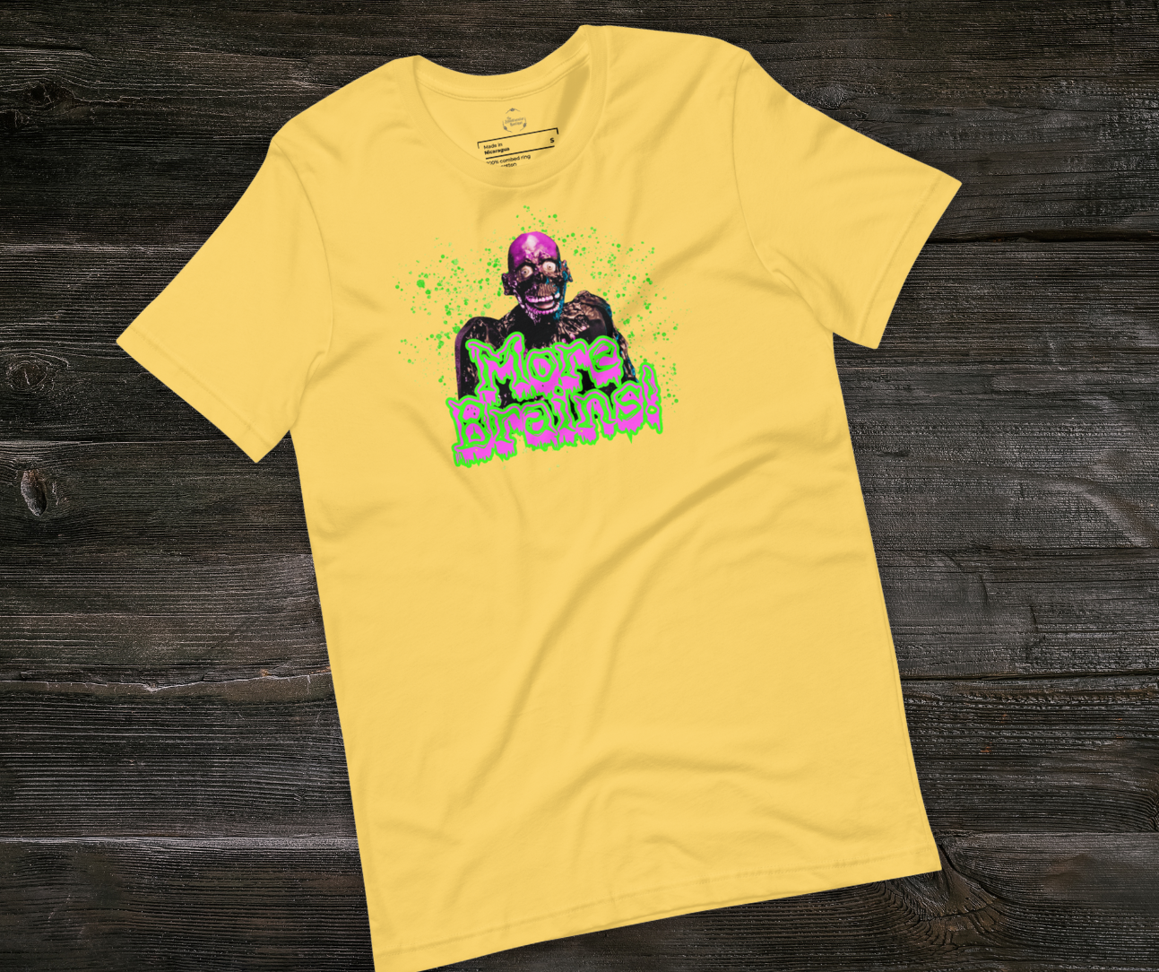 More Brains Tee | Unisex Neon 80s Zombie Horror Graphic Shirt