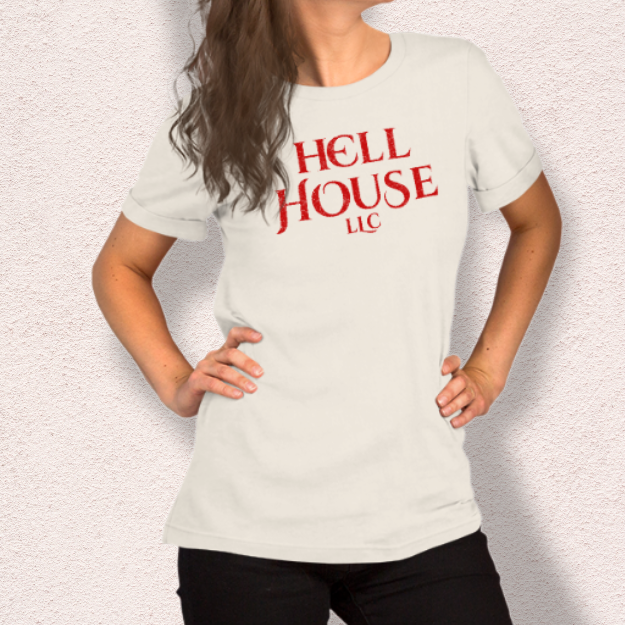 Hell House LLC Tee | Haunted Attraction Horror Shirt | Bella+Canvas Unisex Graphic Tee (Large Red Graphic 1)