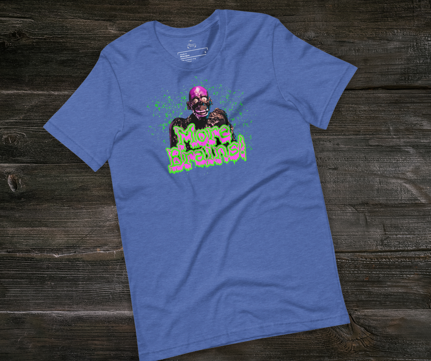 More Brains Tee | Unisex Neon 80s Zombie Horror Graphic Shirt