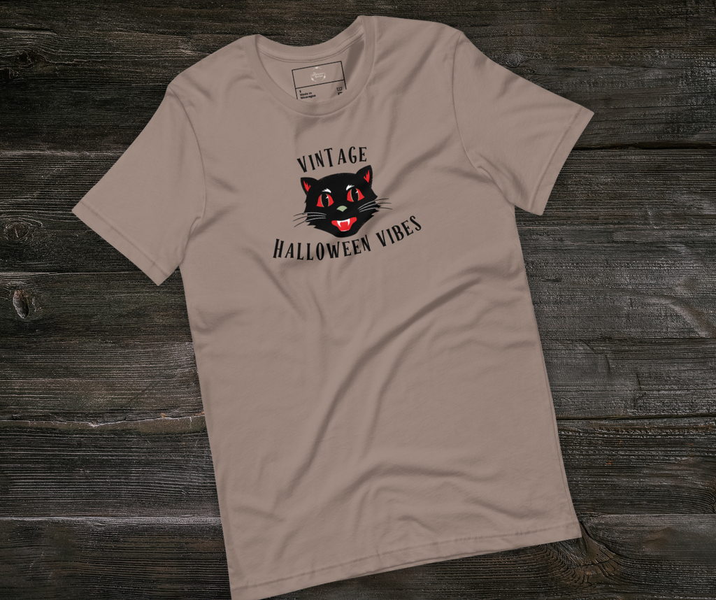 Vintage Halloween Vibes Tee | Unisex Retro Halloween Cat Graphic Shirt