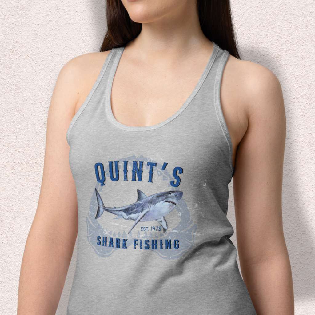 Quint’s Shark Fishing Racerback Tank | Women’s Coastal Horror Top