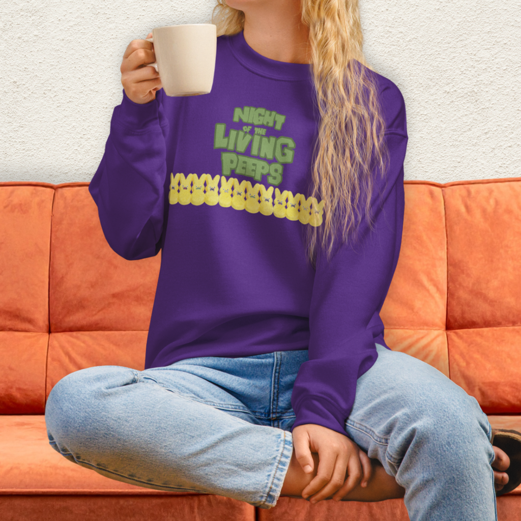 Night of the Living Peeps Sweatshirt | Zombie Peeps Easter Crewneck | Funny Horror Easter Candy Sweatshirt | Spooky Spring Graphic