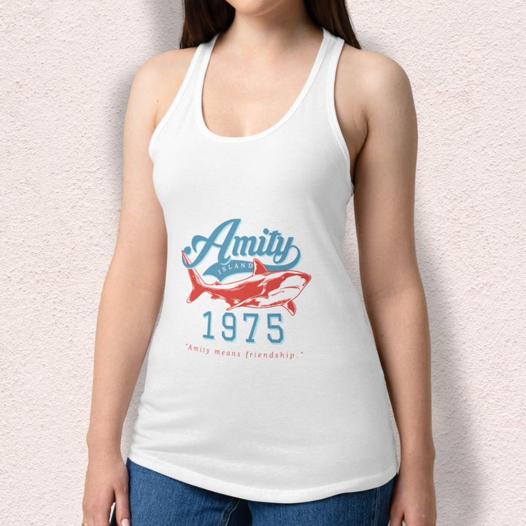 Amity Means Friendship Racerback Tank | Women’s Coastal Horror Top