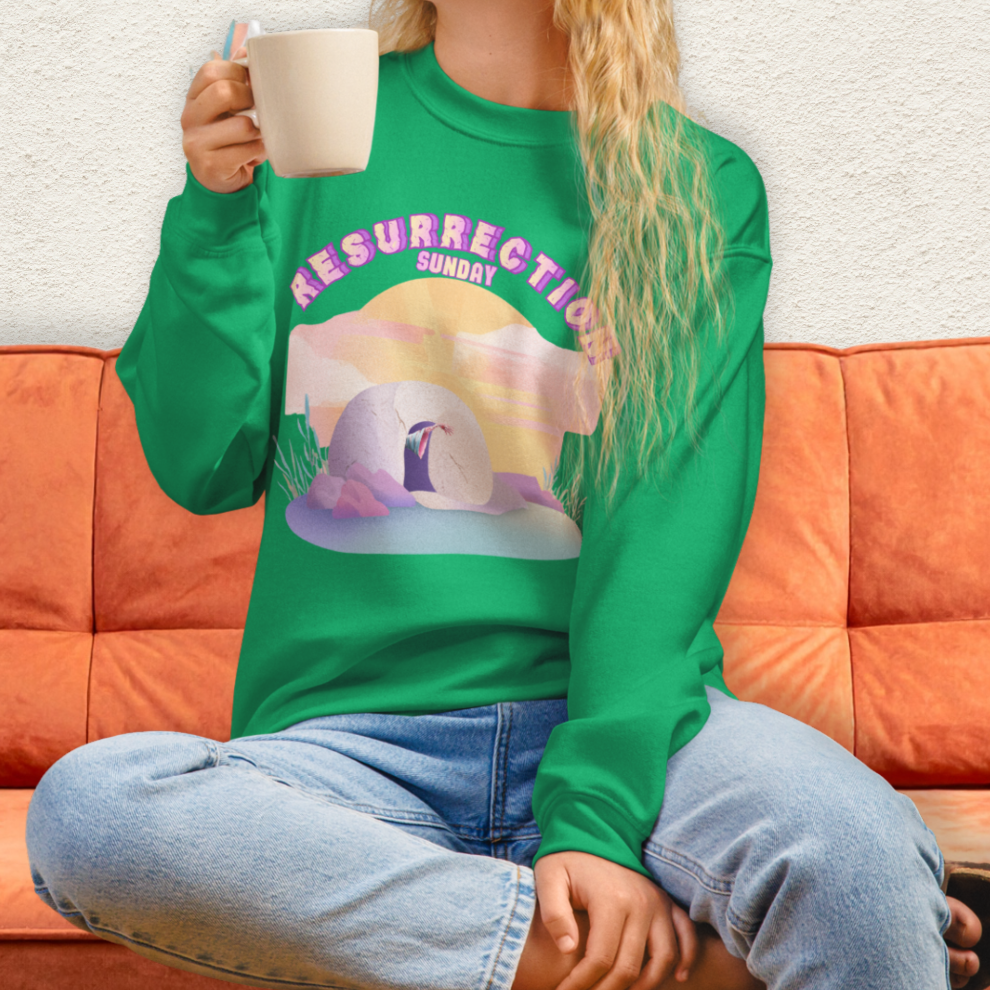 Resurrection Sunday Sweatshirt | Christian Easter Zombie Tomb Graphic | Funny Faith Easter Crewneck | Spooky Resurrection Sweatshirt