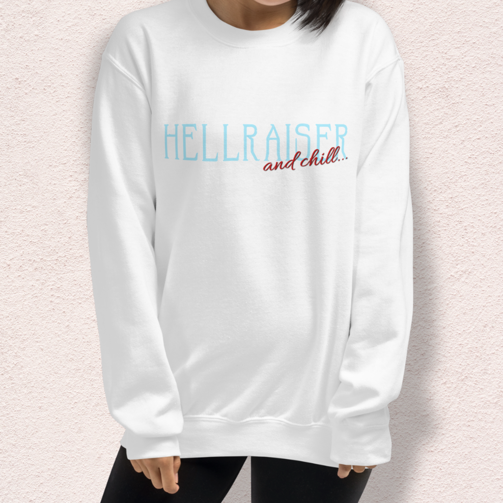 Hellraiser & Chill Sweatshirt | Horror Movie Crewneck | Gildan Heavy Blend Gothic Horror Sweatshirt