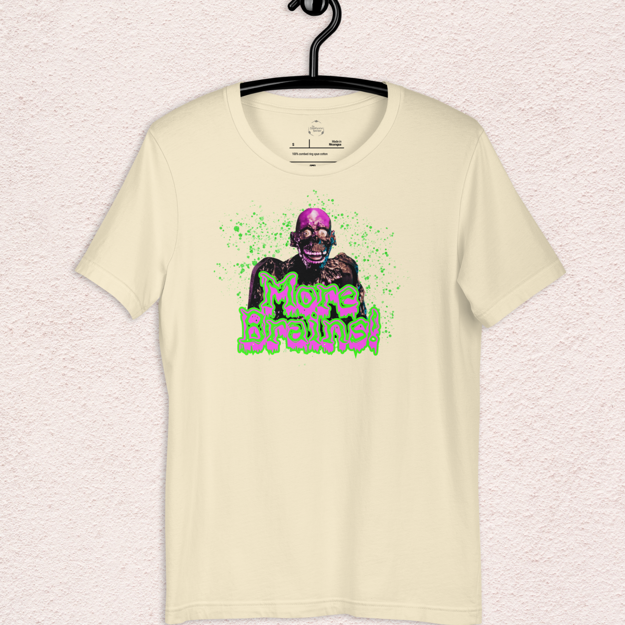 More Brains Tee | Unisex Neon 80s Zombie Horror Graphic Shirt