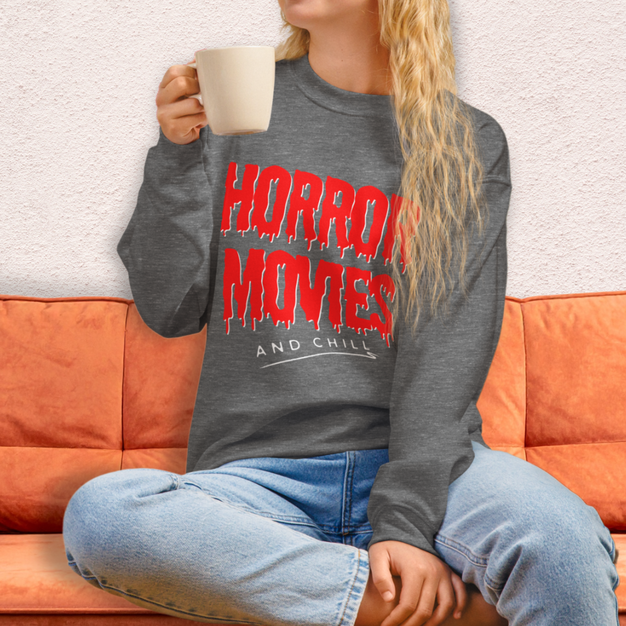 Horror Movies and Chill Crewneck Sweatshirt | Cozy Spooky Loungewear