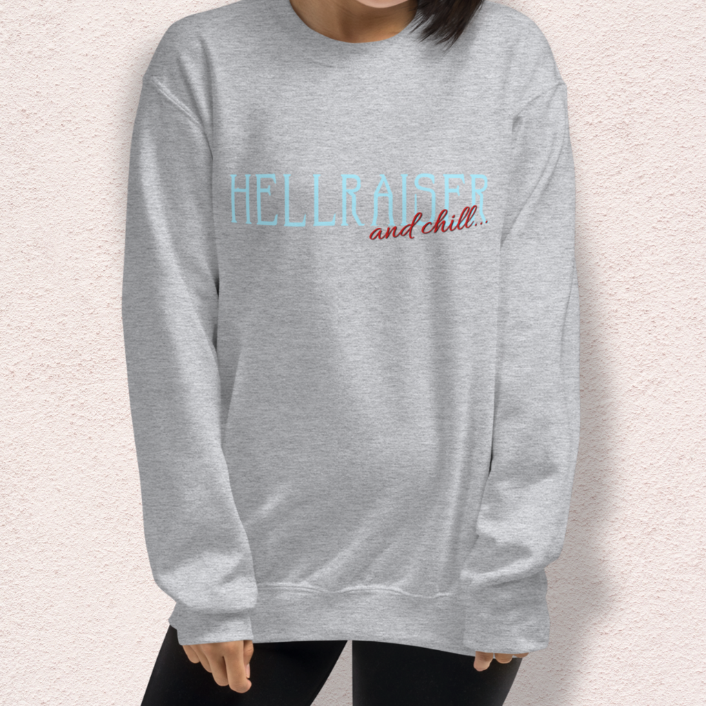 Hellraiser & Chill Sweatshirt | Horror Movie Crewneck | Gildan Heavy Blend Gothic Horror Sweatshirt